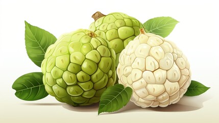 Fototapeta premium Custard apple clipart, isolated on white background