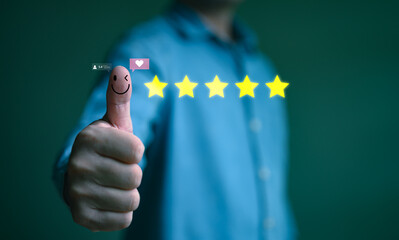 Customer review satisfaction feedback survey concept, User give rating to service experience on...