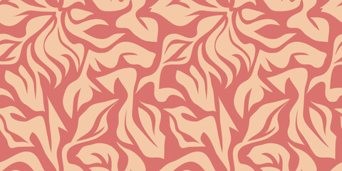 Abstract nature art leaf collage shape seamless pattern. Trendy contemporary cutout background illustration. Natural organic plant leaves artwork