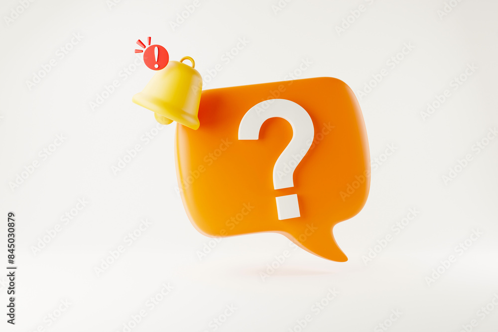 Poster 3d rendering of suspicious alert icon with question mark in the icon