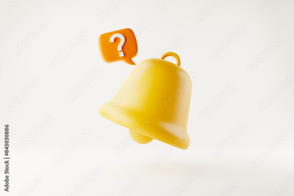Poster 3d rendering of suspicious alert icon with question mark in the icon
