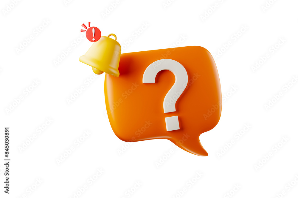Poster 3d rendering of suspicious alert icon with question mark in the icon