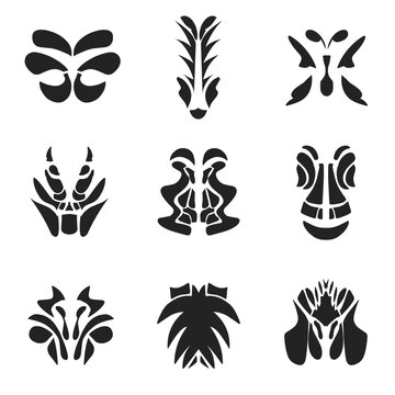 set of black and white icons