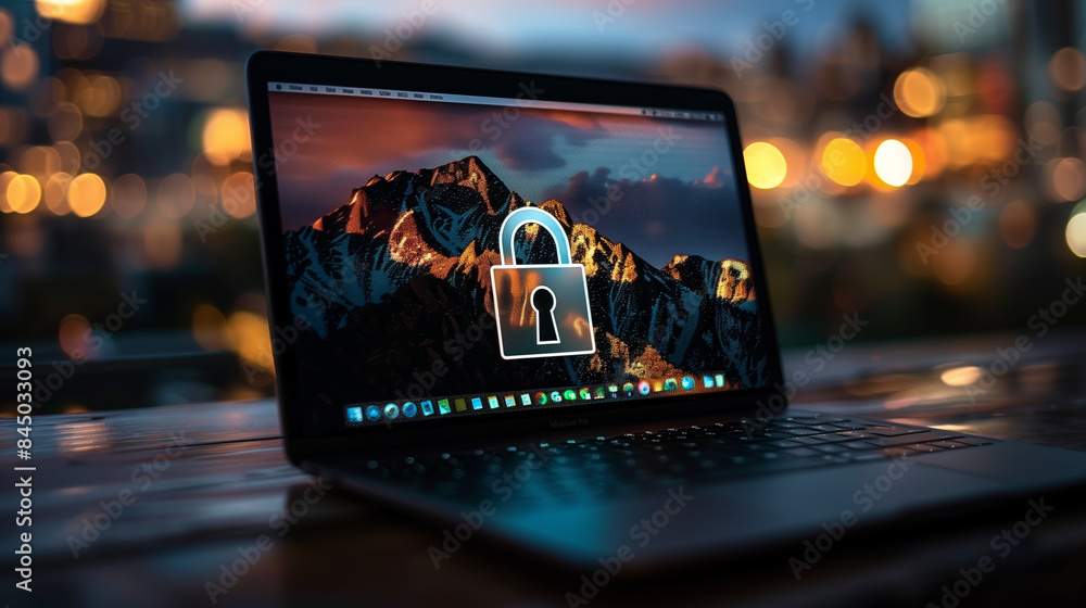 Canvas Prints digital padlock display on laptop, cyber security technology online internet data protection cyber t