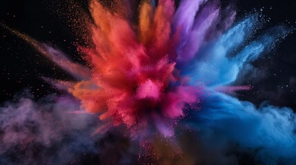 Colorful powder burst on a black background.