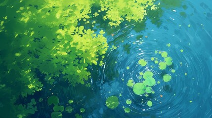 A Bird's Eye View of a Pond and Lush Greenery