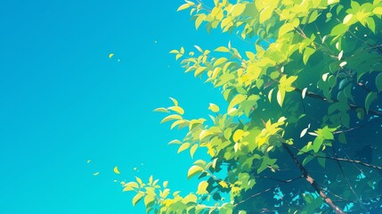 Vibrant Green Foliage Against a Bright Blue Sky