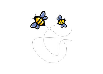 Colorful beauty bee logo design, cute bee logo design illustration