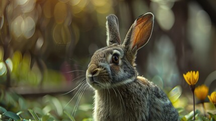 Obraz premium High quality image of a gray rabbit in a zoo enclosure