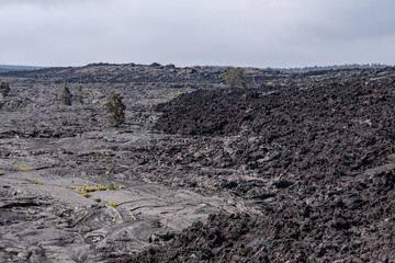 ‘A‘ā lava with Pāhoehoe lava, Mauna Ulu lava flows 1969 to 1974,  Hawaii Volcanoes National...