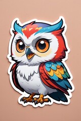 Cartoon Illustration of a Colorful Owl