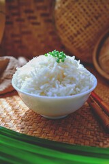 Cooked rice or cooked white rice, asian food 
