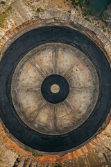 Obraz premium Aerial View of a Circular Water Reservoir.