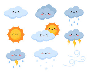 Kawaii weather icon cute sticker illustration printable decoration