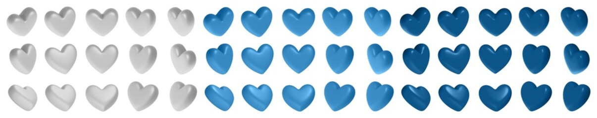 blue isolated 3d heart rendering multiple angles