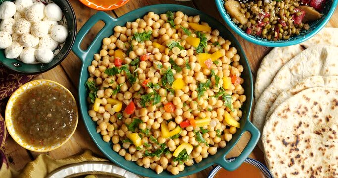 Eid cuisine. Moroccan Eid food. Chickpea dishes