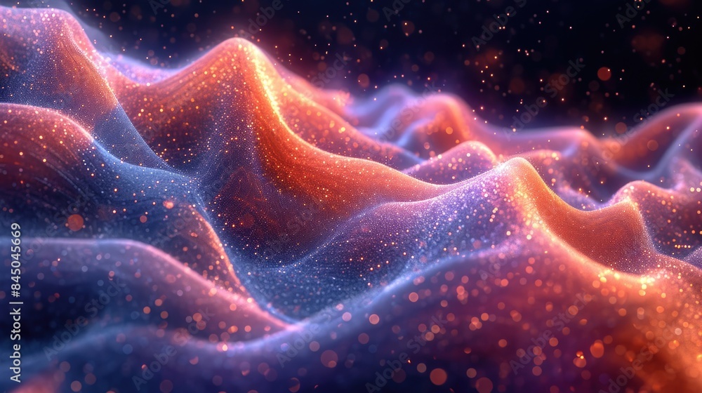Poster computer-generated image depicting vivid waves and stars in a mesmerizing motion.