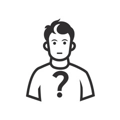 A man with question mark flat icon