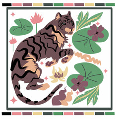 Tiger ,pattern ,retro 