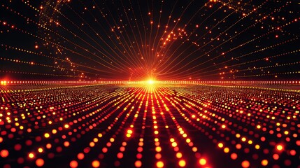 Obraz premium An abstract technology background with binary code and vibrant colors on a black background. 