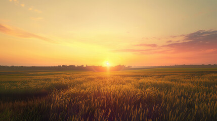 wheat field sunset landscape