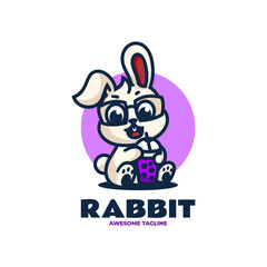 Fototapeta premium Vector Logo Illustration Rabbit Mascot Cartoon Style.