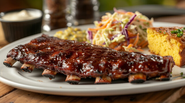 costelinha de porco basbecue com salada de repolho
