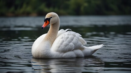 Obraz premium white swan on the water background.generative.ai