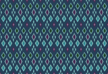 Variety of small diamond-shaped repeated pattern on navy blue background. Suitable for textile printings, wrapping paper, cloth decorations, curtains, and other printings.