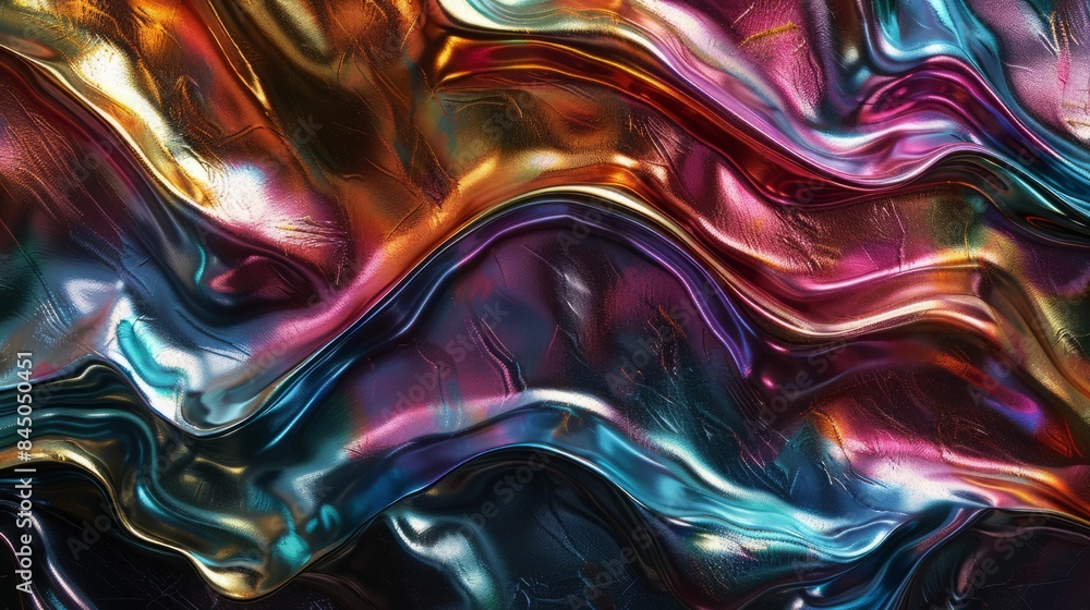 Poster abstract metallic texture with swirls and waves.