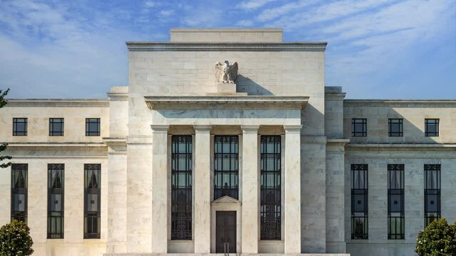 4K time lapse of the Federal reserve building, Washington DC, USA.