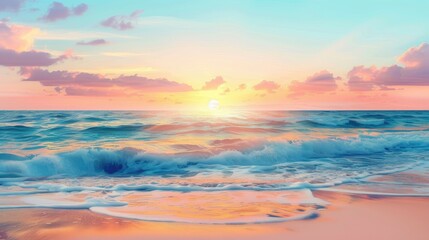 Obraz premium Summer Sea Sunset Background with Copy Space