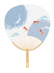 金魚　うちわ　夏　渦巻　アイコン