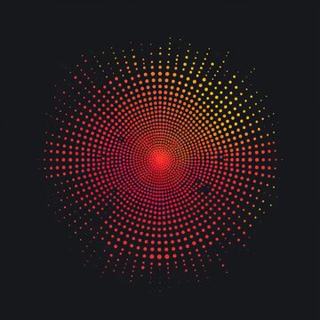 An abstract technology circle made with code in vibrant light on a black background. 