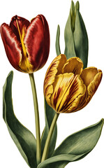 vintage illustration of tulip isolated on transparent background.generative AI