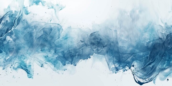 Watercolor texture elements on background blue ink, ink, artistic conception, smoke, white space, 4k HD wallpaper, background, generated by AI，Wallpaper with Smoke and Negative Space