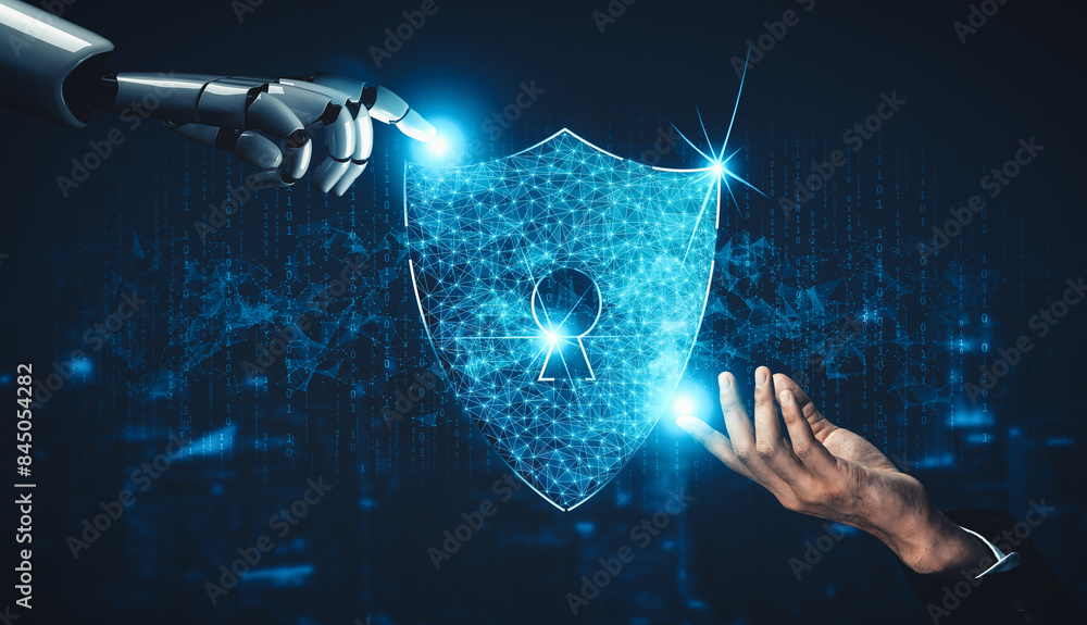 Aufkleber mlp 3d rendering artificial intelligence ai research of droid robot and cyborg development for futur