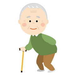 Fototapeta premium 杖をついた高齢男性のイラスト3