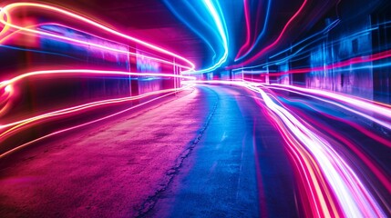 Neon light streams flow and cascade, creating a dynamic and immersive backdrop that captures the imagination, Generative AI