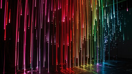 Neon light streams flow and cascade, creating a dynamic and immersive backdrop that captures the imagination, Generative AI