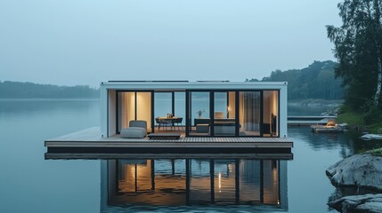 Serene Blue Container Homes by the Lake