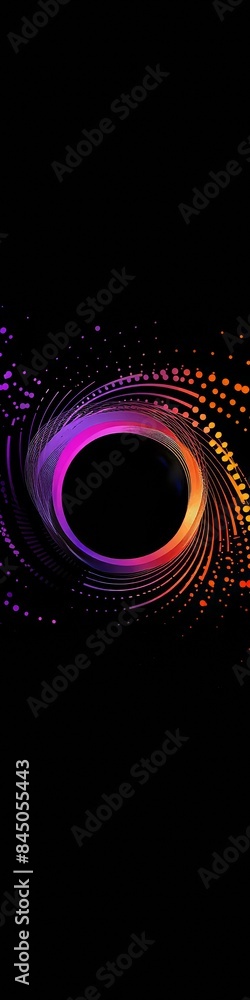 Wall mural an abstract technology circle with computer code in vibrant purple and blue on a black background.