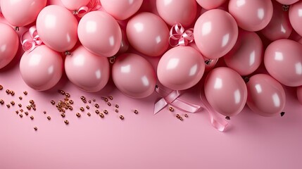 pink balloons on a pink background for banner or poster design