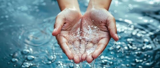 Cupped hands with water, signifying the value of clean water on World Water Day
