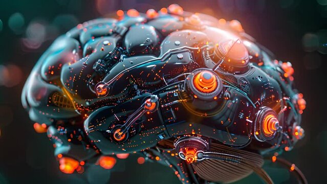 Circuitry in the shape of a brain.