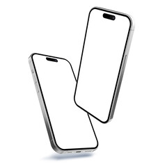 Mobile phone mockup illustration with blank screen white. Realistic smartphone mockup suitable for bussiness or website and app design. Isolated in white background