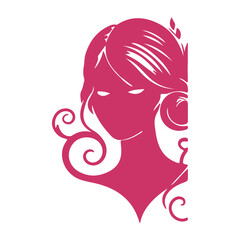 womans hair style stylized sillhouette, beauty salon logo template