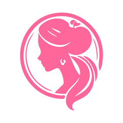 womans hair style stylized sillhouette, beauty salon logo template