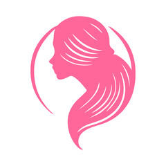 womans hair style stylized sillhouette, beauty salon logo template
