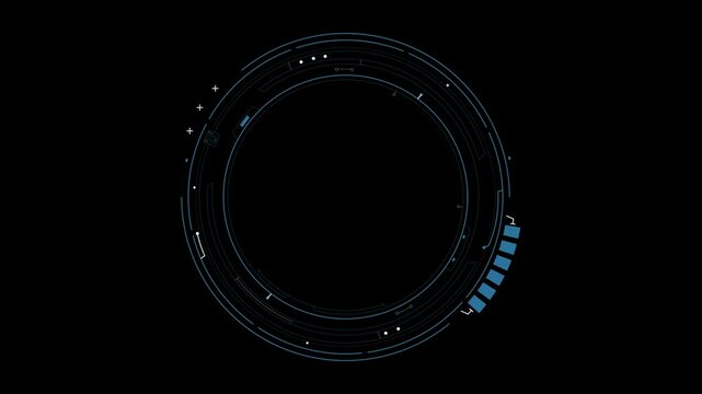 Hud concentric circles . Computer generated ring on black background